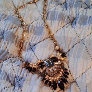 Elegant Gold and Black Statement Necklace